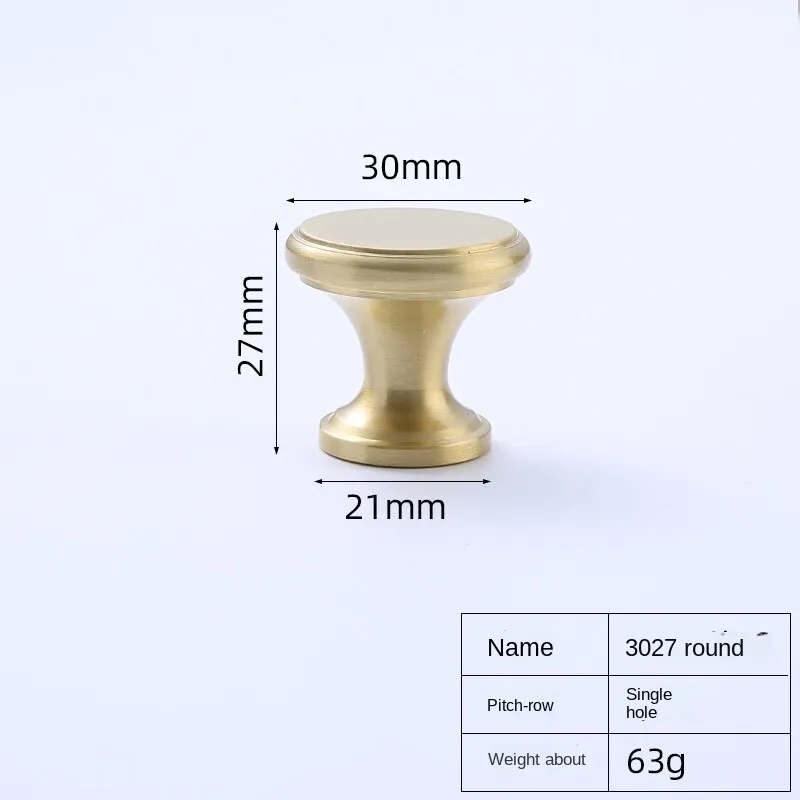 Garden Pole Brass Cabinet Handle Solid Single Hole Gold Pure Copper Furniture Wardrobe Door Handle Drawer Handle