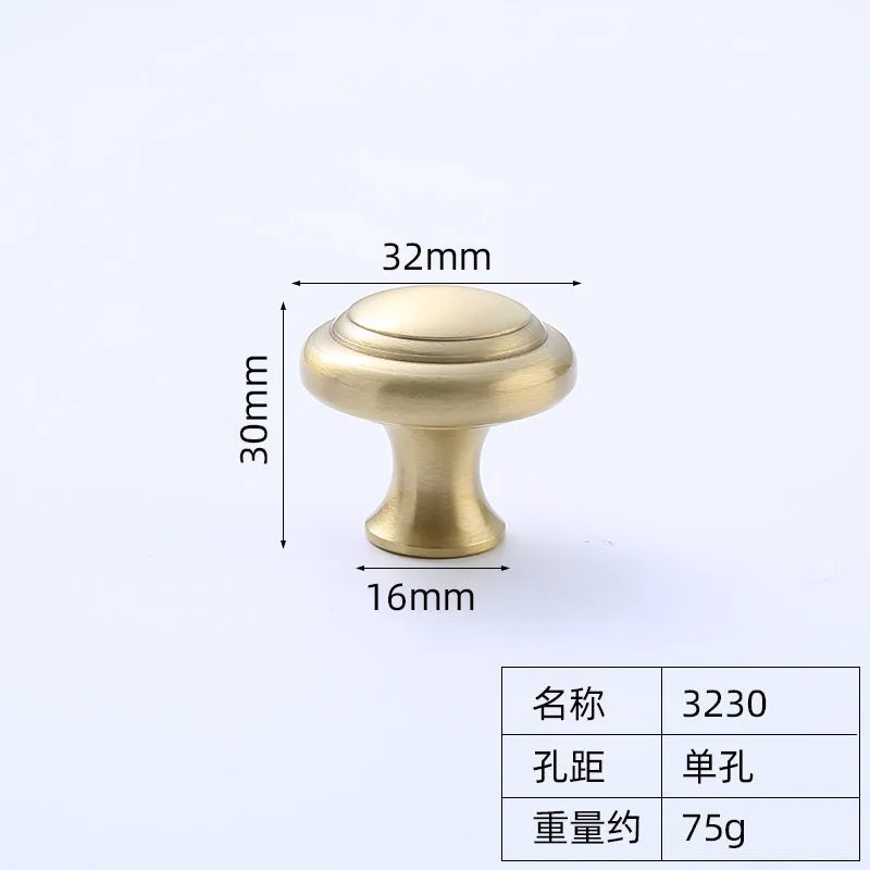 Garden Pole Brass Cabinet Handle Solid Single Hole Gold Pure Copper Furniture Wardrobe Door Handle Drawer Handle