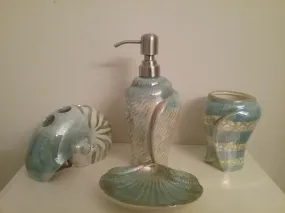 Green and Blue Iridescent Bathroom Accessory Set