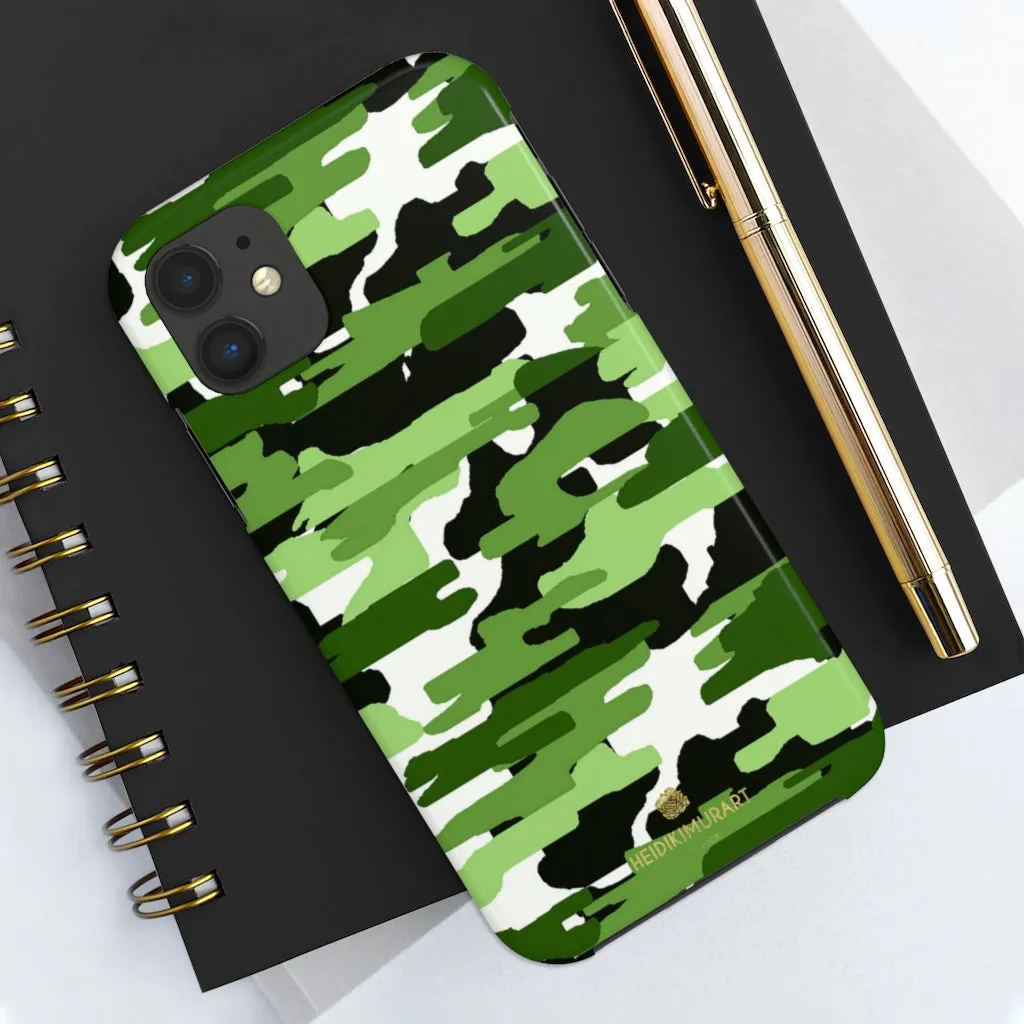 Green Camo Print iPhone Case, Camouflage Case Mate Tough Samsung Galaxy Phone Cases