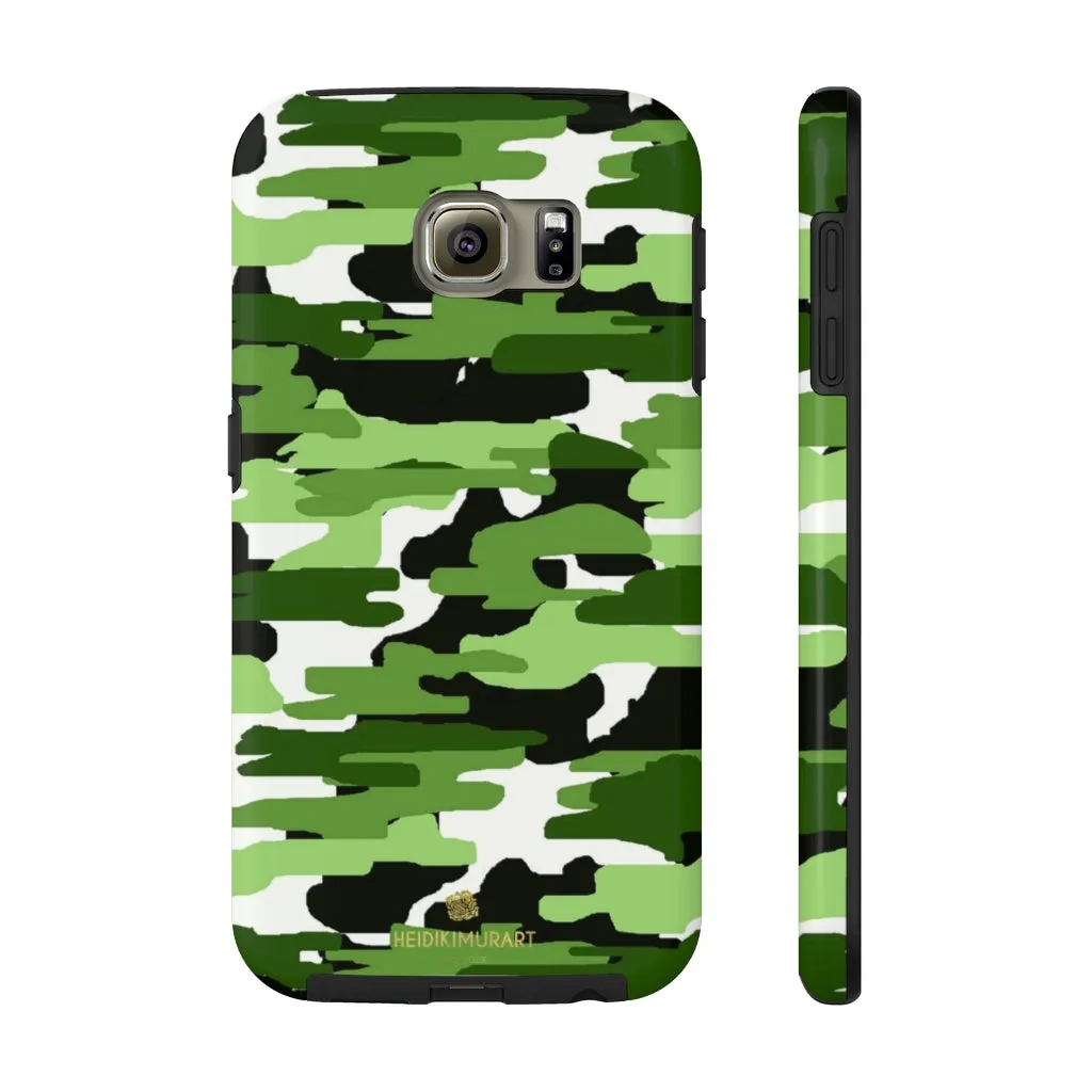 Green Camo Print iPhone Case, Camouflage Case Mate Tough Samsung Galaxy Phone Cases