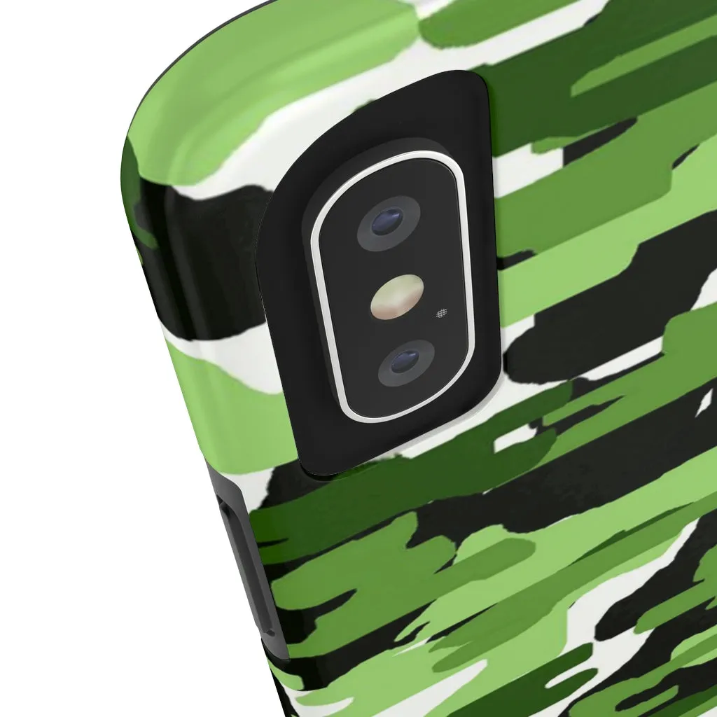 Green Camo Print iPhone Case, Camouflage Case Mate Tough Samsung Galaxy Phone Cases