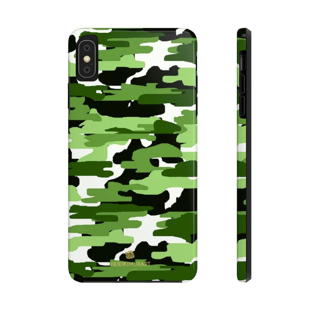 Green Camo Print iPhone Case, Camouflage Case Mate Tough Samsung Galaxy Phone Cases