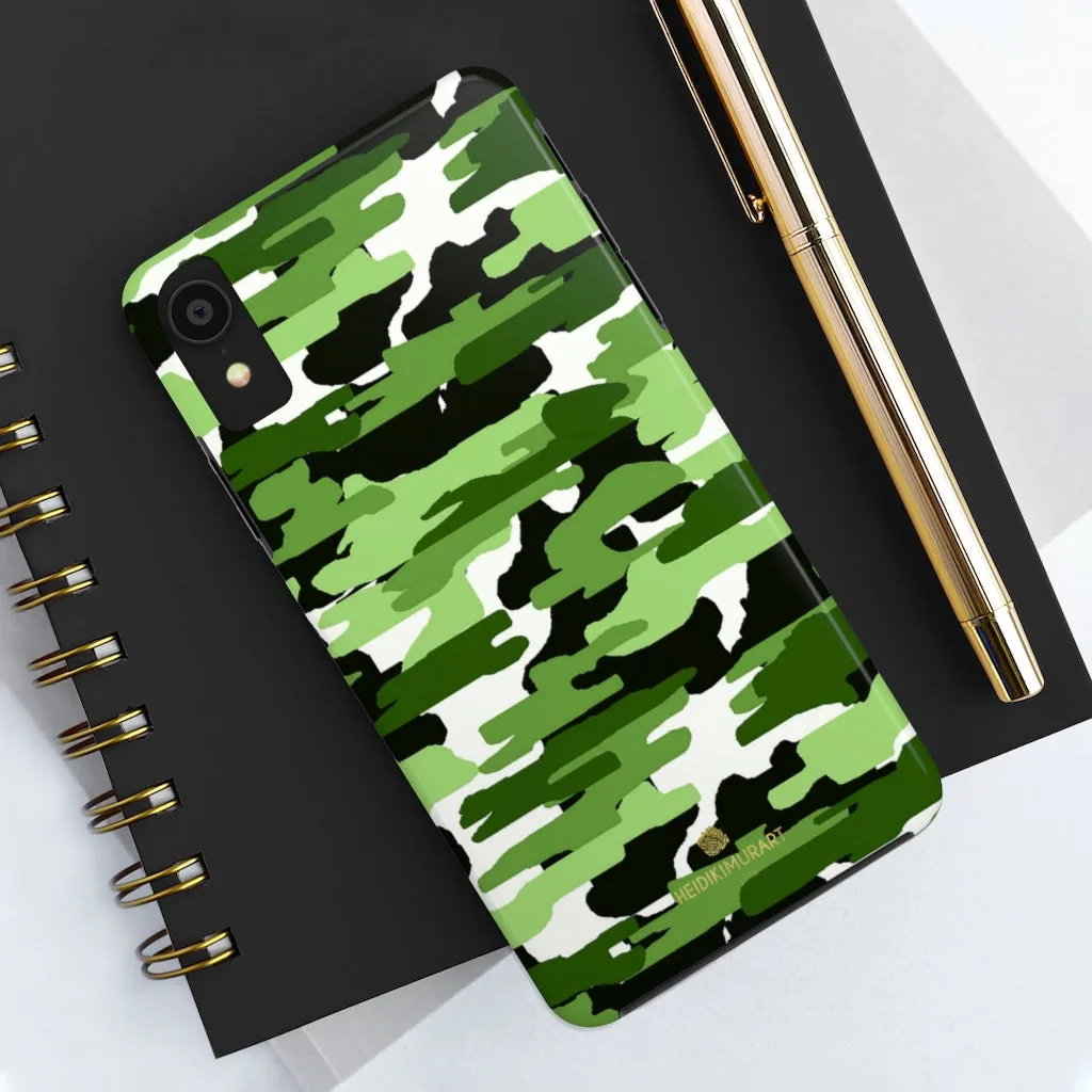 Green Camo Print iPhone Case, Camouflage Case Mate Tough Samsung Galaxy Phone Cases