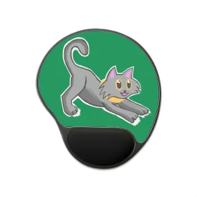 Grey Kitty Mouse Pad With Wrist Rest