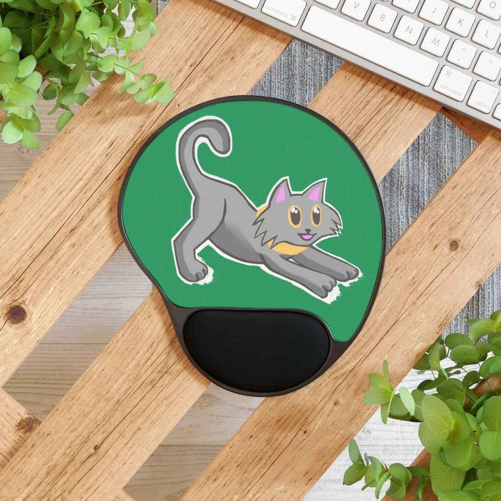 Grey Kitty Mouse Pad With Wrist Rest