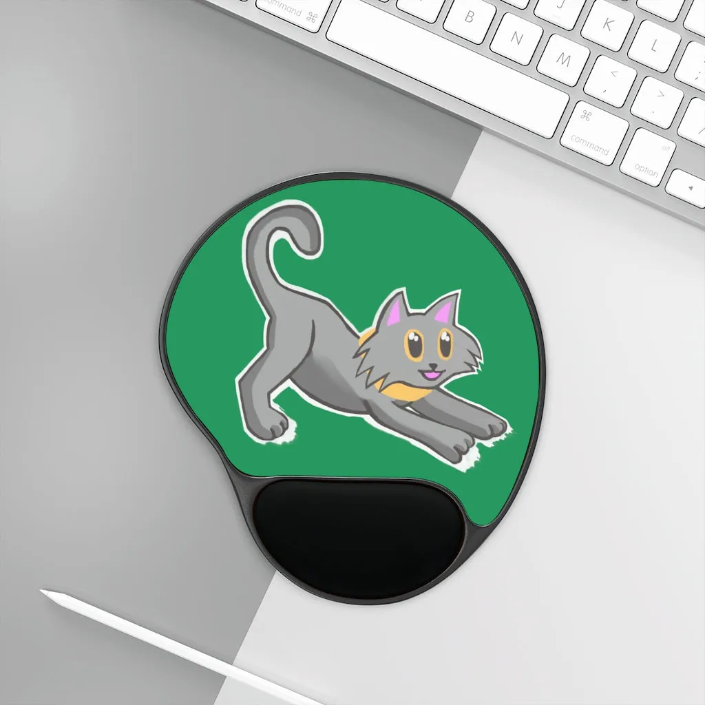 Grey Kitty Mouse Pad With Wrist Rest