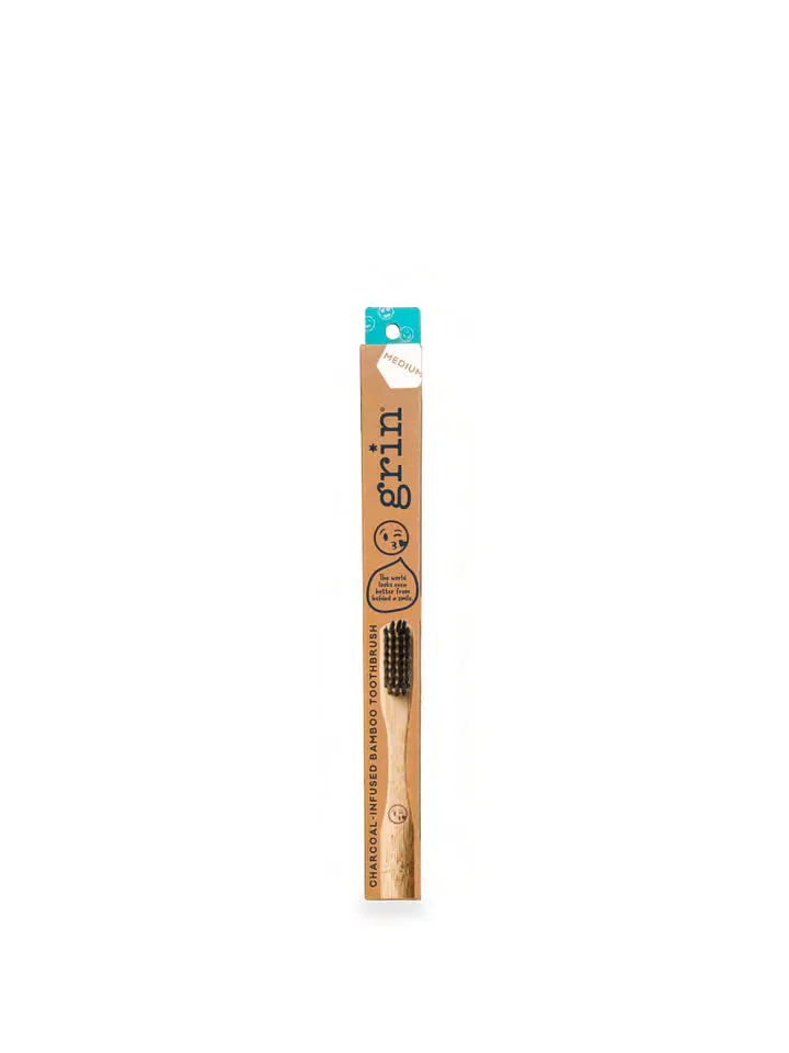 GRIN Bamboo Tooth Brush Charcoal Medium