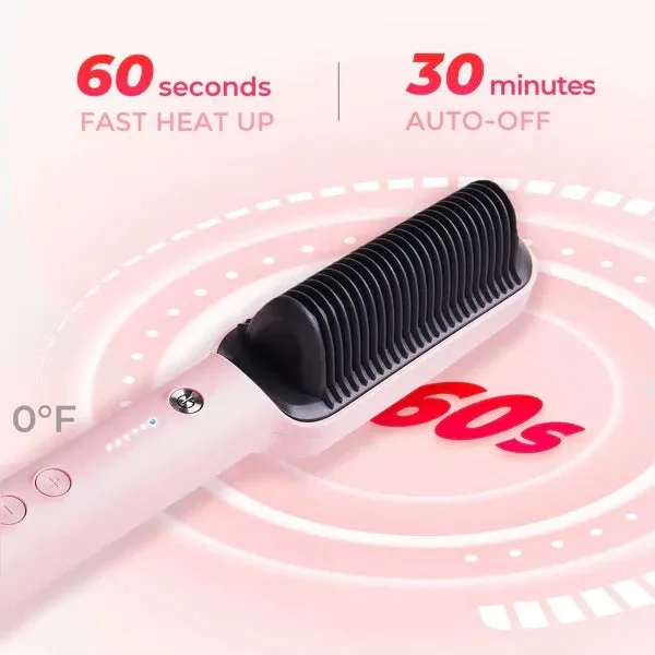 Hair Straightener with Brush, Straightening Comb - Flat Iron Brush #1 Hair Styling Tool