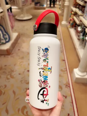 HKDL - Mickey & Friends "Hong Kong Disneyland" Stainless Steel Bottle (Color: White)