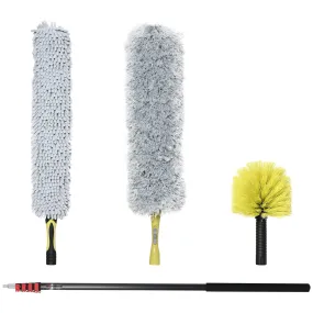 HOMCOM Extendable Feather Duster Cleaning Kit W/ Telescopic Pole 7.2m/23.6ft