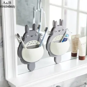 Homdox Bathroom Toothbrush Holder Suction Cur Sucker Storage Rack Toothpaste Children Spoon  Wall Mounted Organization Holders