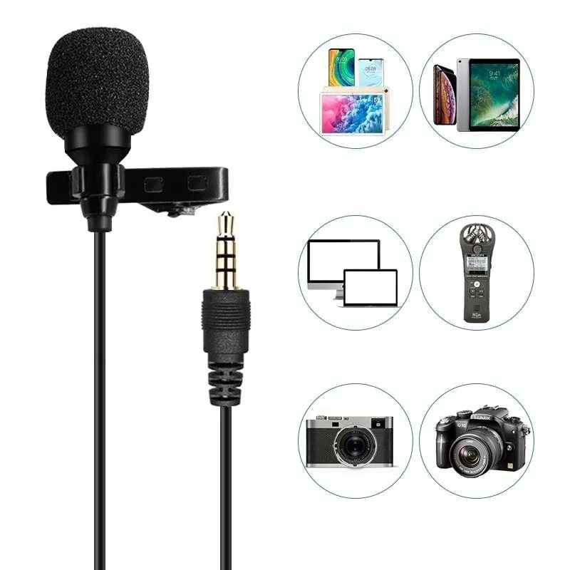 HRIDZ 6M 3.5mm Jack Clip-on Lavalier Lapel Microphone for iPhone Android DSLR Cameras