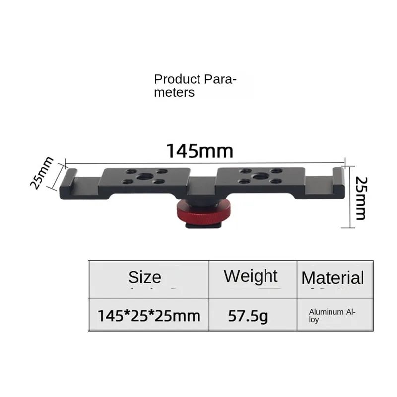 HRIDZ Cold Shoe Mount Adapter Extension Bar Camera Bracket For DSLR Camera Monitor Light Mic