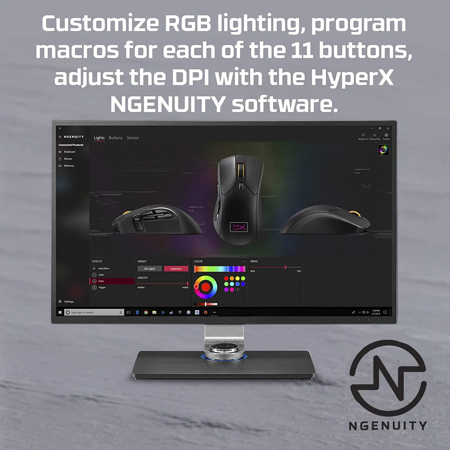 HyperX HX-MC005B Pulsefire Raid, Gaming Mouse, 11 Programmable Buttons, RGB, Ergonomic Design, Comfortable Side Grips, Software-Controlled Customization