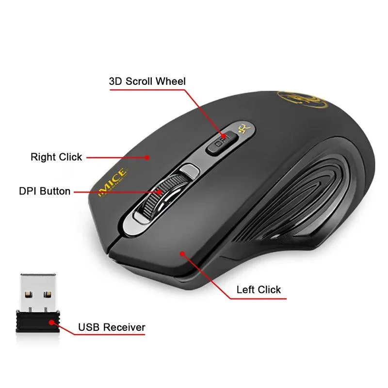 iMice USB 3.0 Receiver Wireless Mouse 2.4G Silent Mouse 4 Buttons 2000DPI Optical Computer Mouse Ergonomic Mice For Laptop PC