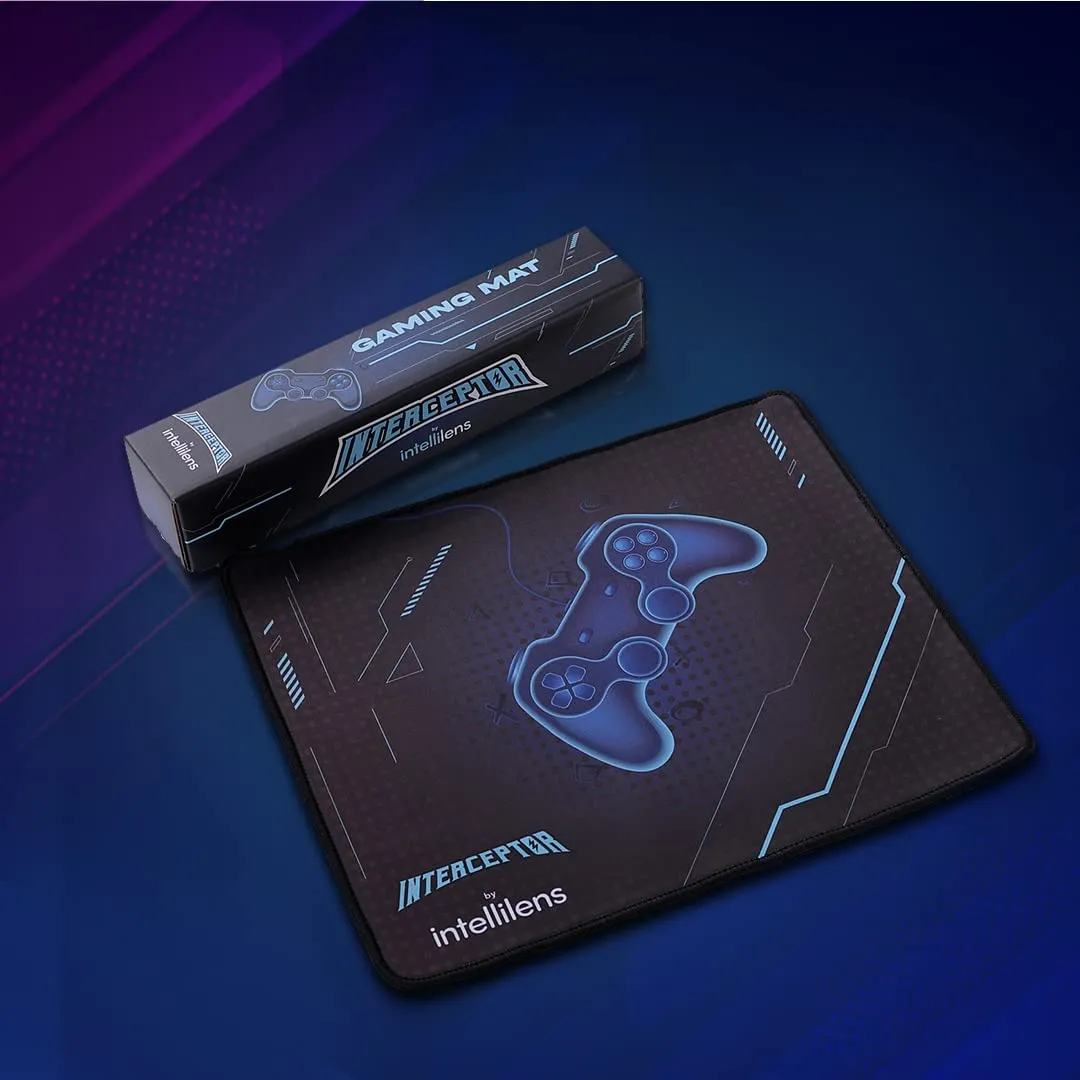 INTERCEPTOR by Intellilens Gaming Mouse Pad | Anti Slip Base, Control Edition, Water Resistance, Precision Move, Premium Leather mat for Desktop & Laptop - Medium