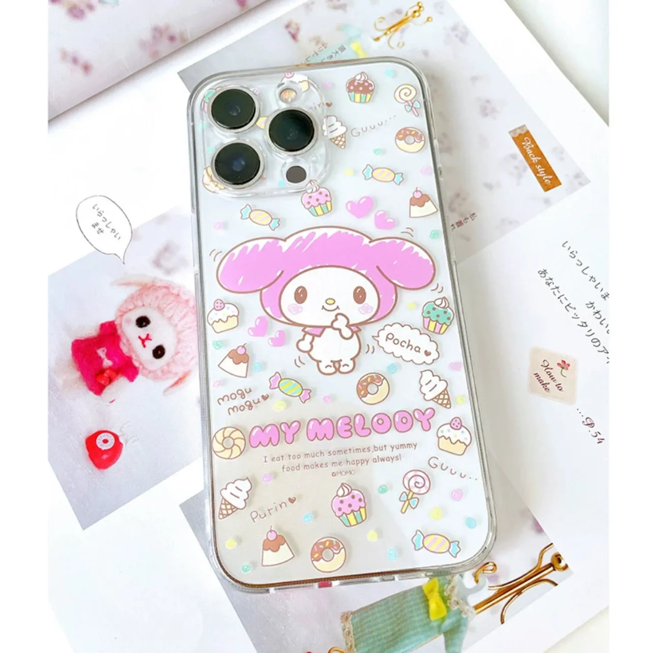 Japanese Cartoon My Melody | Happy with Foods - iPhone Case 12 13 14 15 Pro Promax