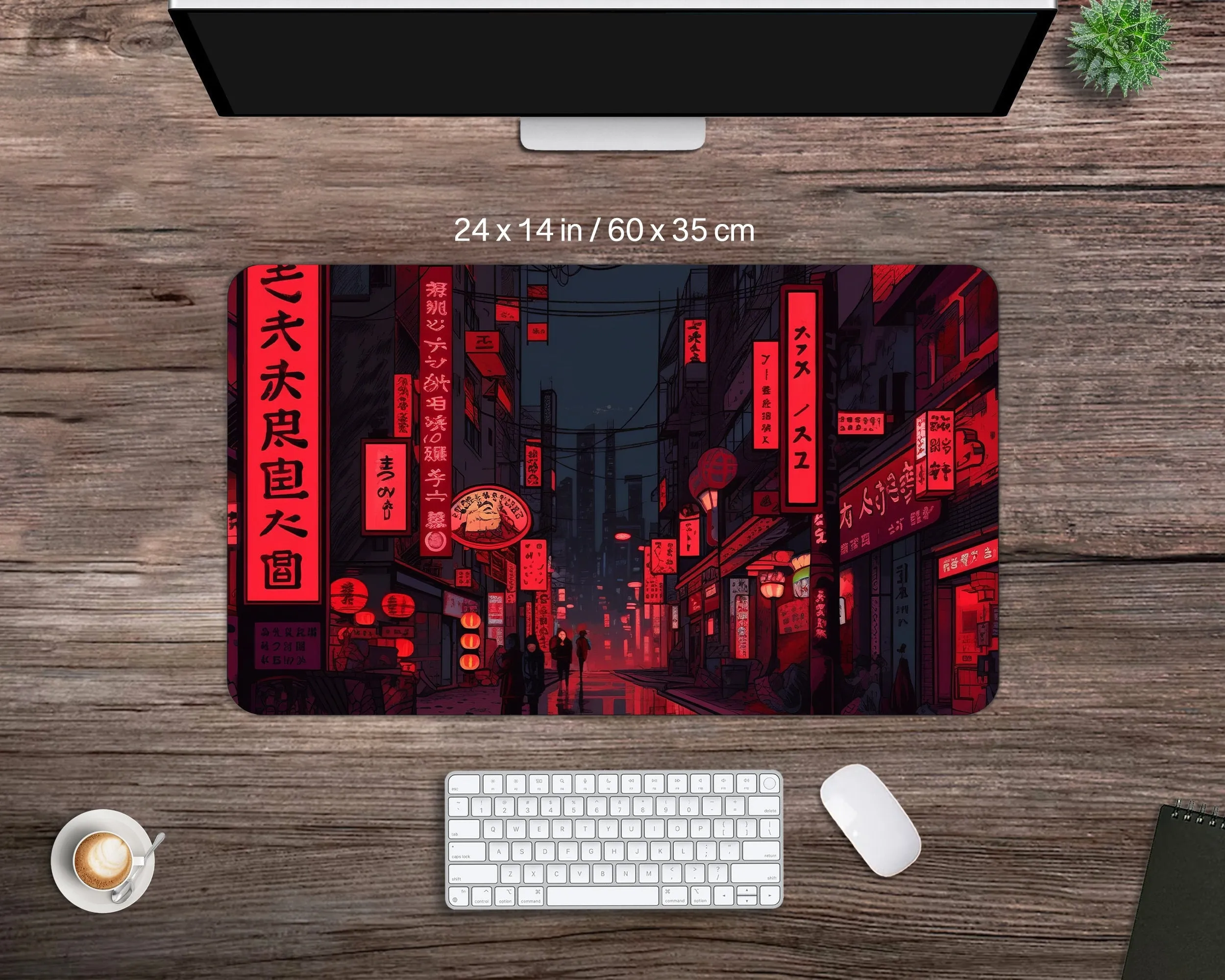 Japanese City Desk Mat - Red Desk Mat - Versatile Desk Mat - High-quality, Multipurpose, Perfect for Home/Office - Gaming Desk Mat