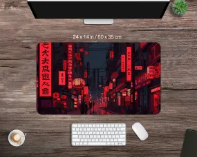 Japanese City Desk Mat - Red Desk Mat - Versatile Desk Mat - High-quality, Multipurpose, Perfect for Home/Office - Gaming Desk Mat