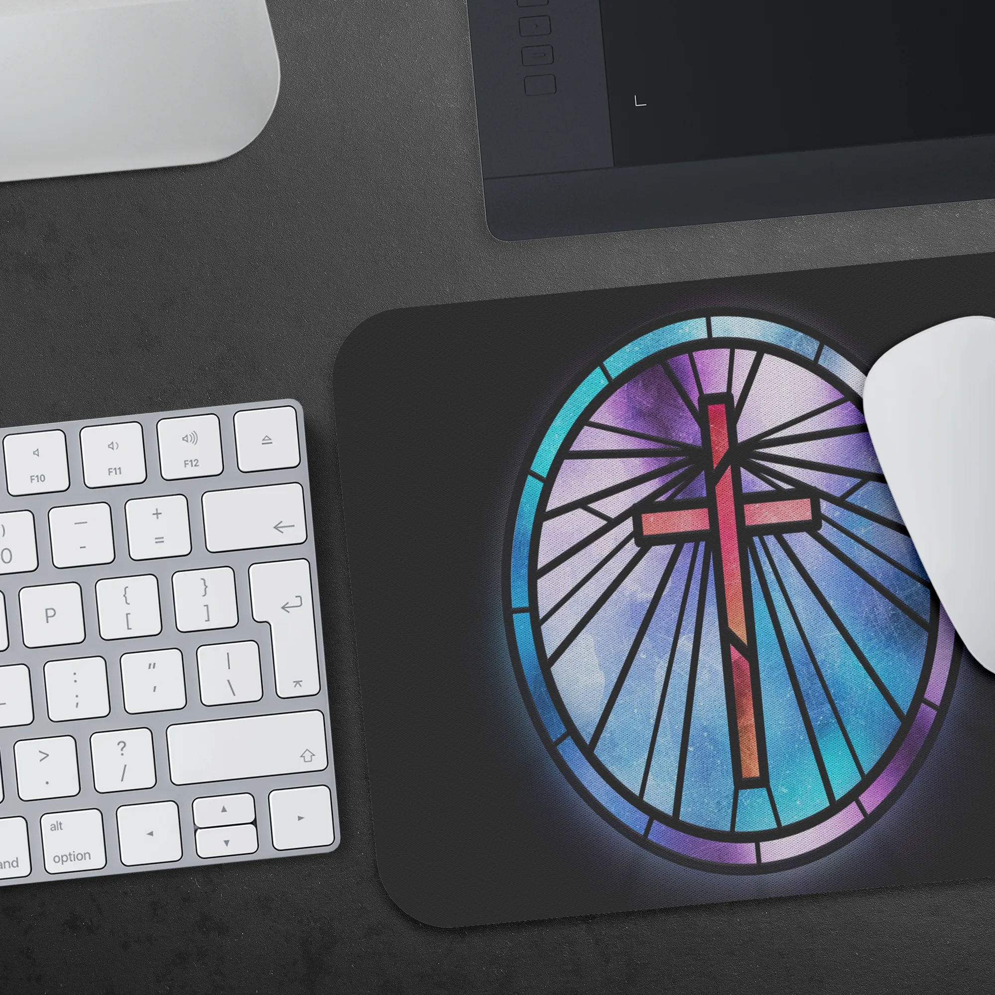 Jesus Cross Divine Religious Mousepad Round Mousepad Office Decor Mouse Mat