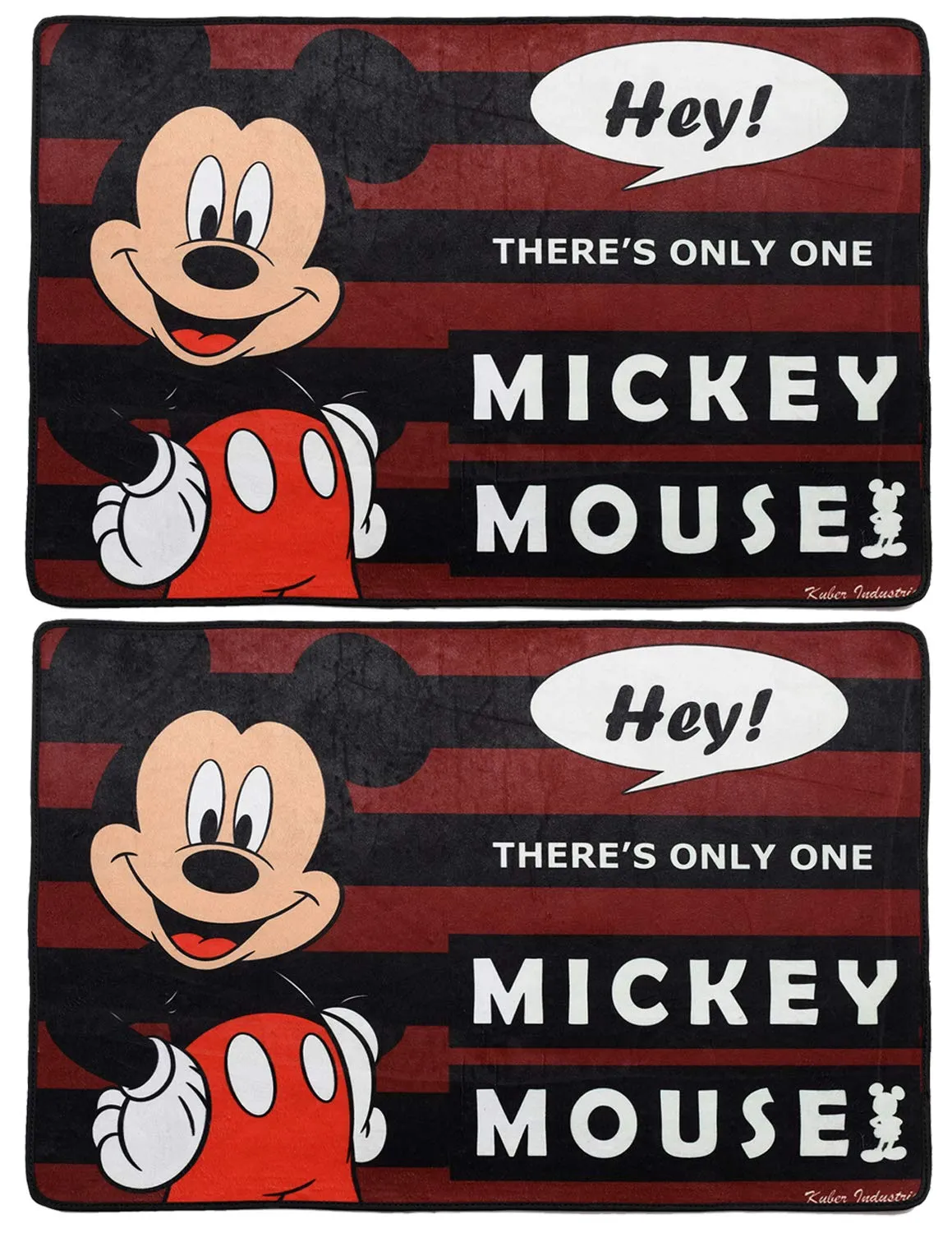 Kuber Industries Disney Mickey Mouse 2 Pieces Anti-Slip Door Mat 23"x15" (Maroon) - CTKTC46035