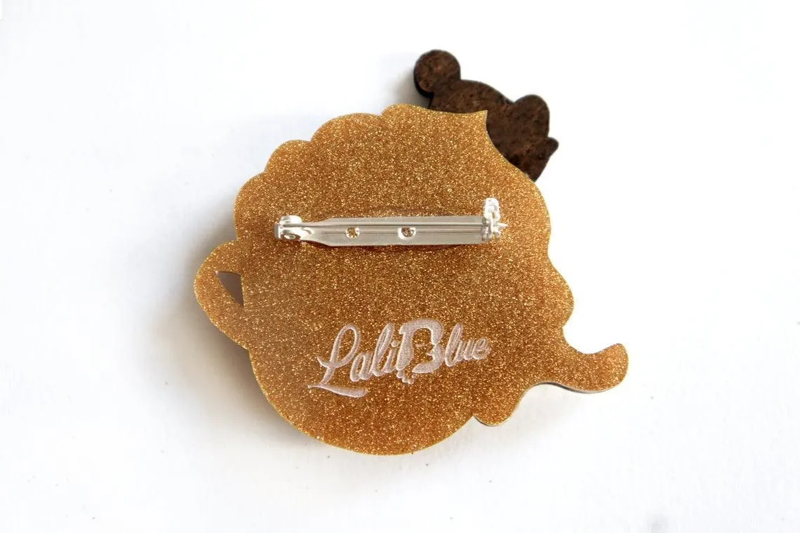 Little Mouse on Cappuccino Cream Brooch by Laliblue