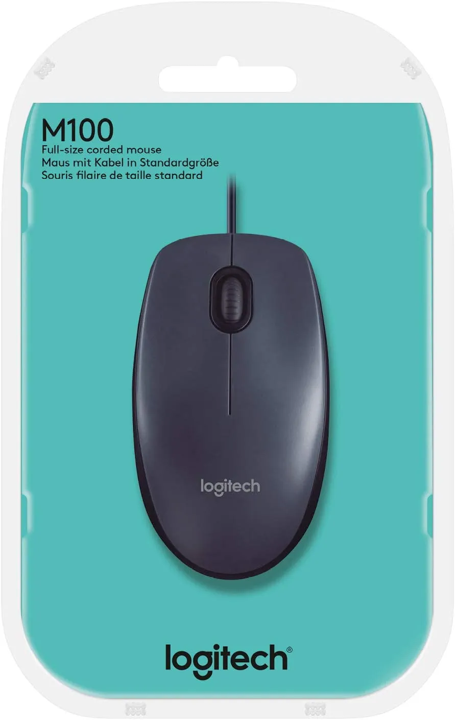 Logitech M100R Wired USB Mouse (Dark Black)