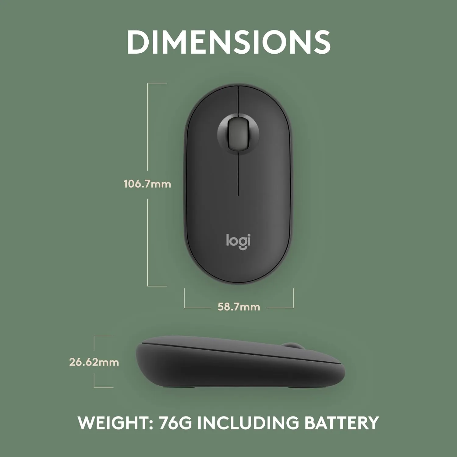 Logitech Pebble Mouse 2 M350s Slim Bluetooth Wireless Mouse 纖薄靜音無線藍牙滑鼠 - Graphite 石墨灰色 910-006988 原裝行貨