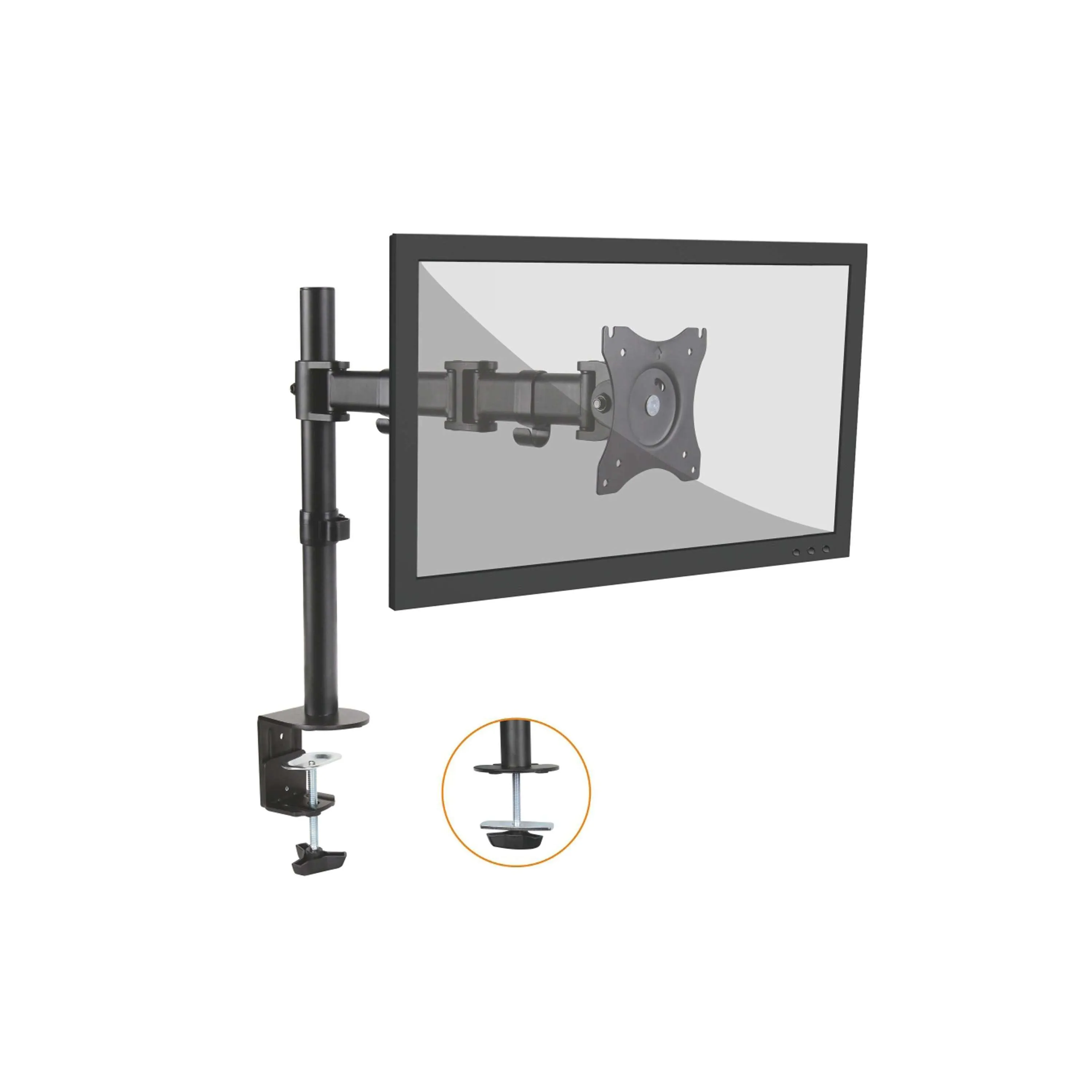 Lorell/Rocelco Double Articulated Desk Monitor Mount Arm, Fits 13"-32" Flat Panel Computer Monitors - R DM1, Black