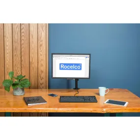 Lorell/Rocelco Double Articulated Desk Monitor Mount Arm, Fits 13"-32" Flat Panel Computer Monitors - R DM1, Black