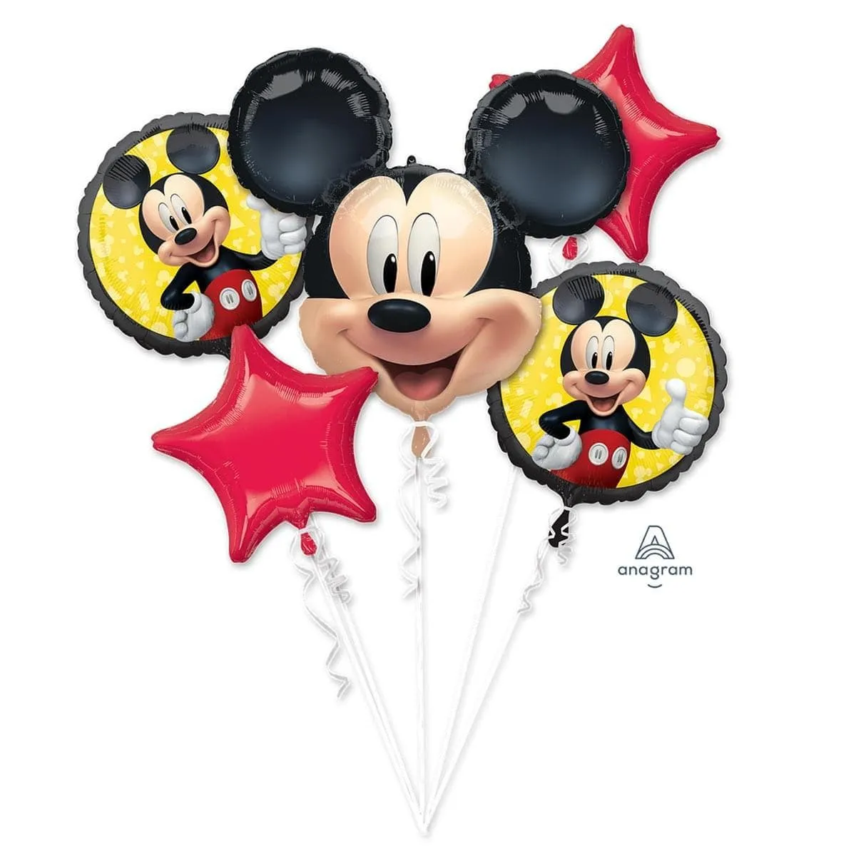 Mickey Mouse Foil Balloon Bouquet, 5 Count, Helium Inflation not Included