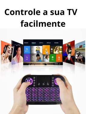 Mini Teclado Teclado Sem Fio Wireless Iluminado Luz Led RGB serve para SMART TV,