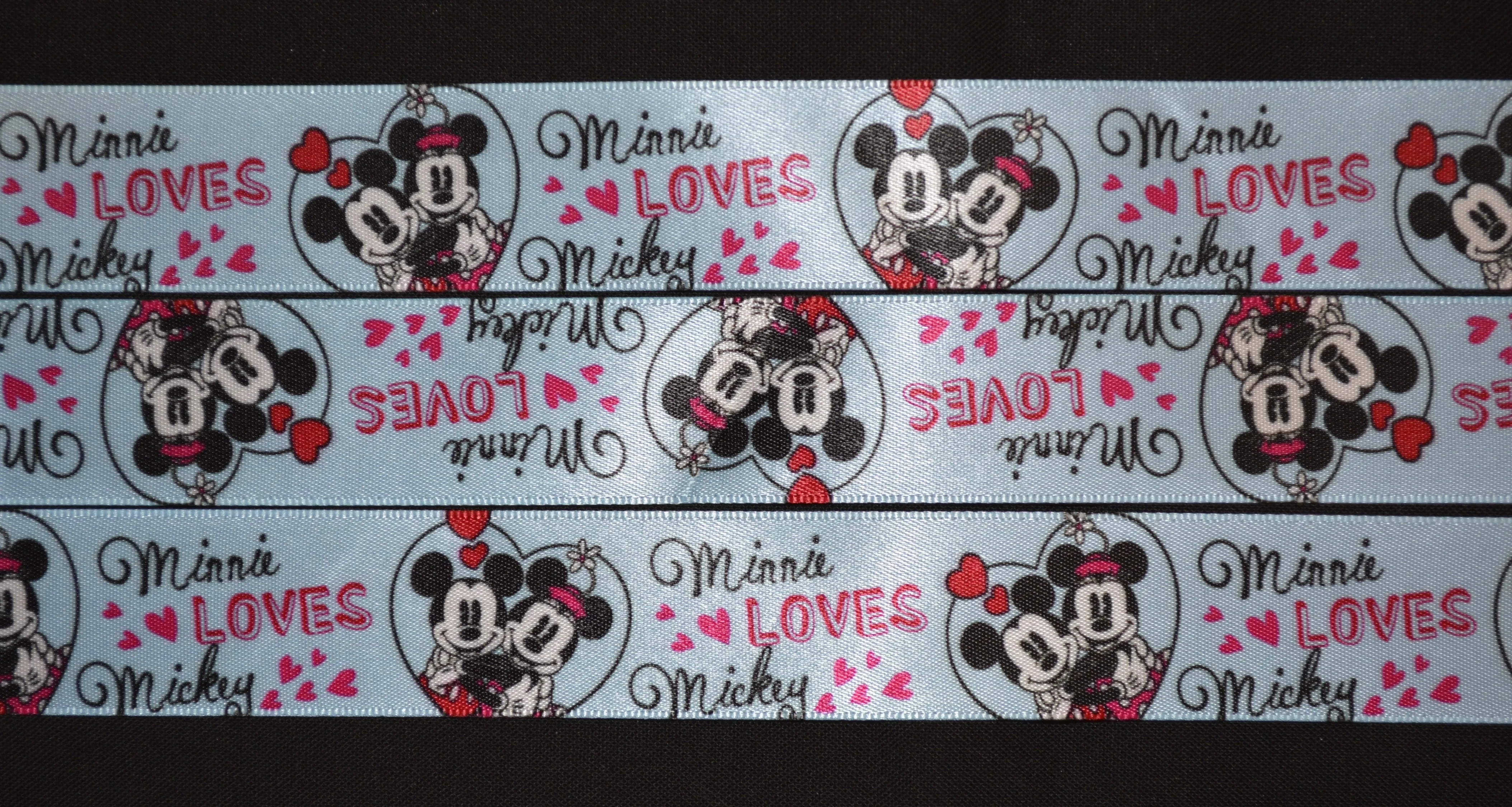 Minnie Loves Mickey Ribbon - 1 inch Printed Satin