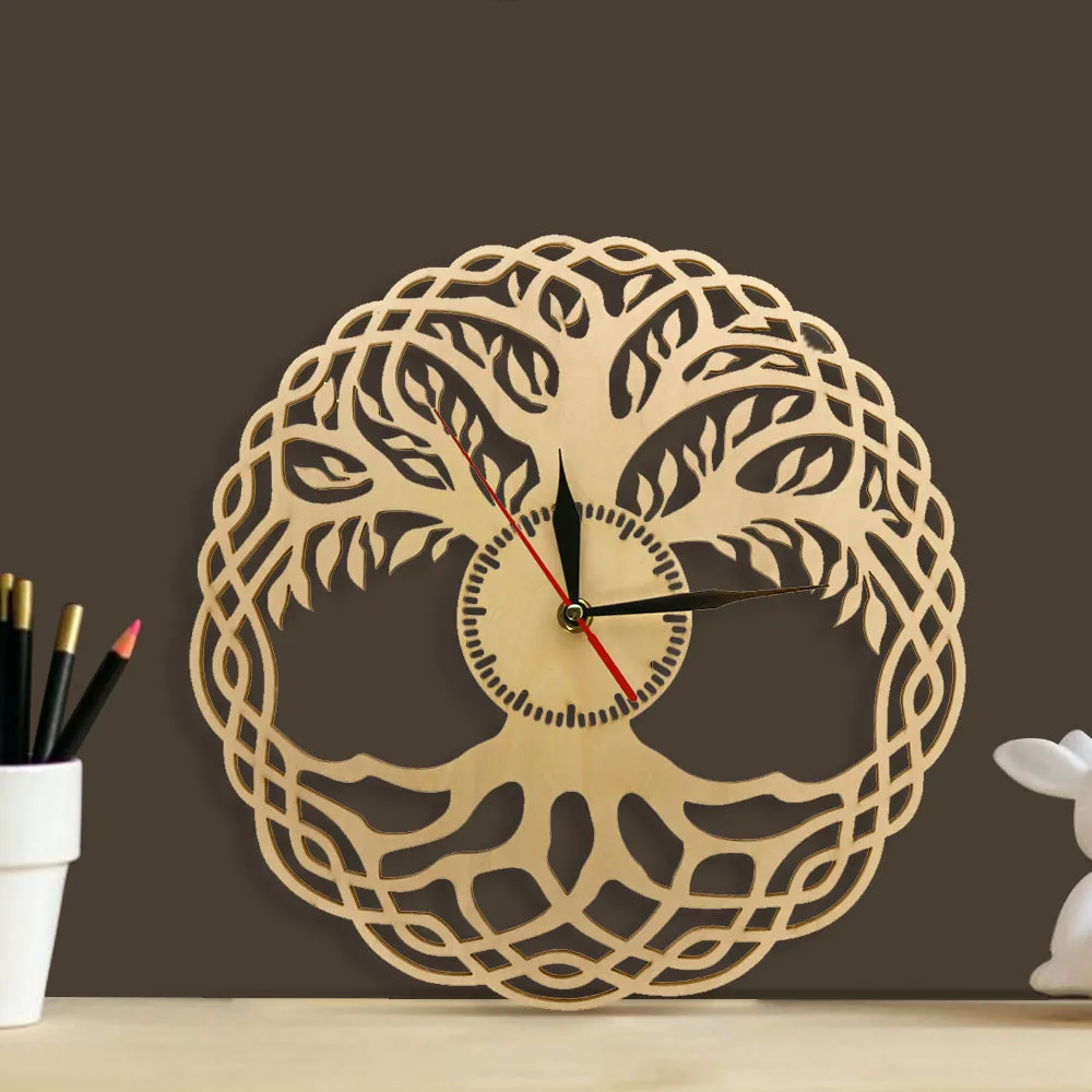 Modern Wall Clock Sacred Geometry Handmade Masterpiece Rustic Wooden Tree Of Life Wall Clock Infinity Tree  Zen