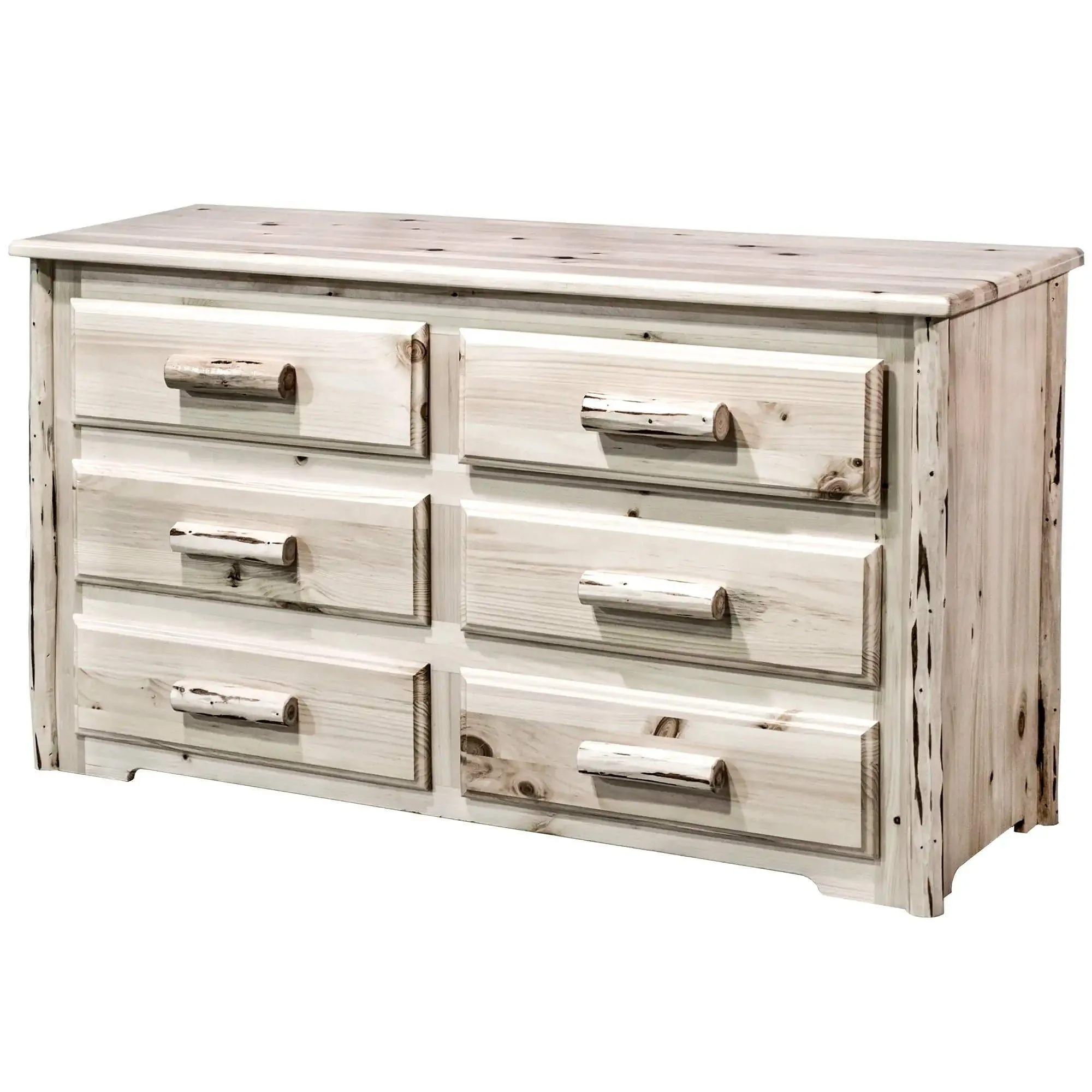 Montana Collection 6 Drawer Dresser, Clear Lacquer Finish