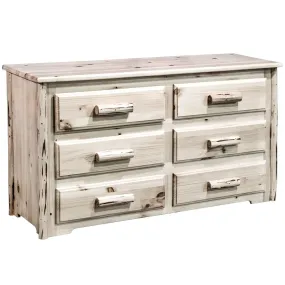 Montana Collection 6 Drawer Dresser, Clear Lacquer Finish