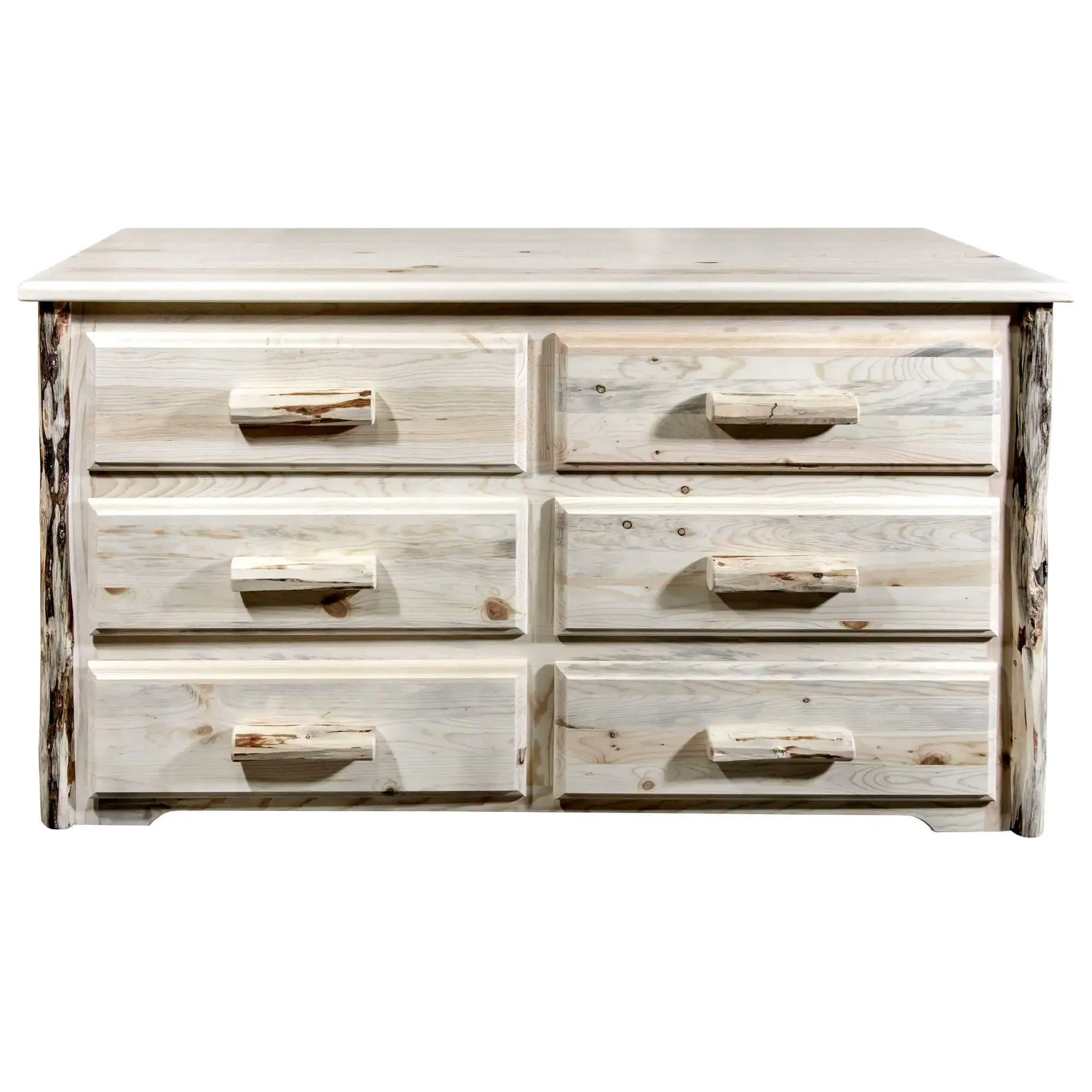 Montana Collection 6 Drawer Dresser, Clear Lacquer Finish