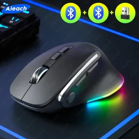 Multi-Device Wireless Performance Mouse USB Bluetooth Mouse Backlit Rechargeable Ergonomic Mice For Mac/PC/Tablet/iPad/Laptop