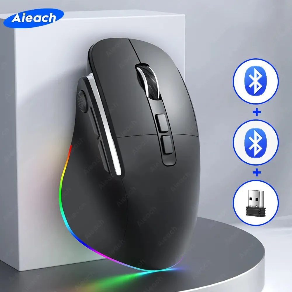 Multi-Device Wireless Performance Mouse USB Bluetooth Mouse Backlit Rechargeable Ergonomic Mice For Mac/PC/Tablet/iPad/Laptop