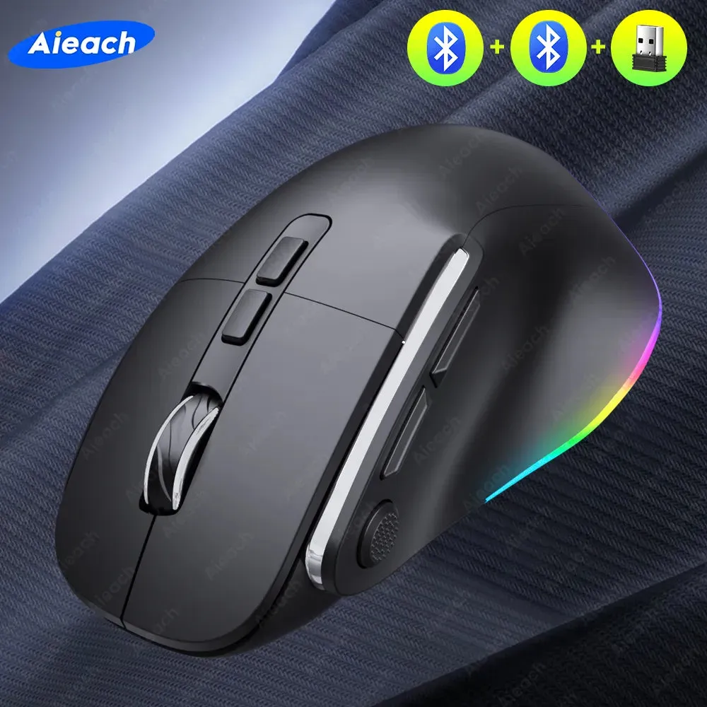 Multi-Device Wireless Performance Mouse USB Bluetooth Mouse Backlit Rechargeable Ergonomic Mice For Mac/PC/Tablet/iPad/Laptop