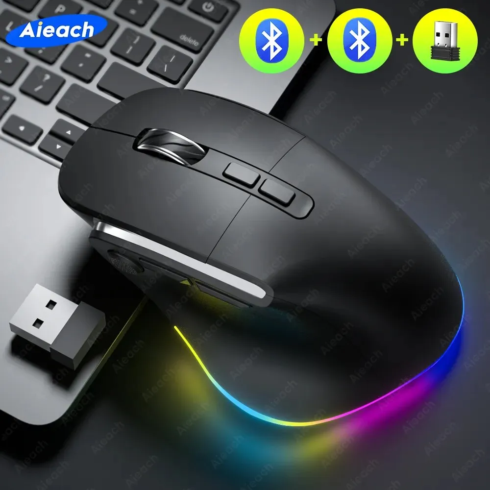 Multi-Device Wireless Performance Mouse USB Bluetooth Mouse Backlit Rechargeable Ergonomic Mice For Mac/PC/Tablet/iPad/Laptop