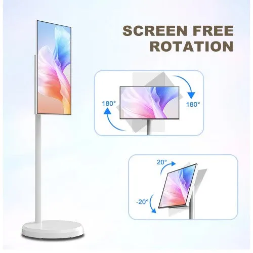 New 2025 21.5” Mobile Smart Display Rechargeable 1080 x 1920 IPS Rotatable Smart Screen Monitor | Touch Display | Full Swivel Rotation | Android , 12 OS, 6GB Ram, 128GB Storage