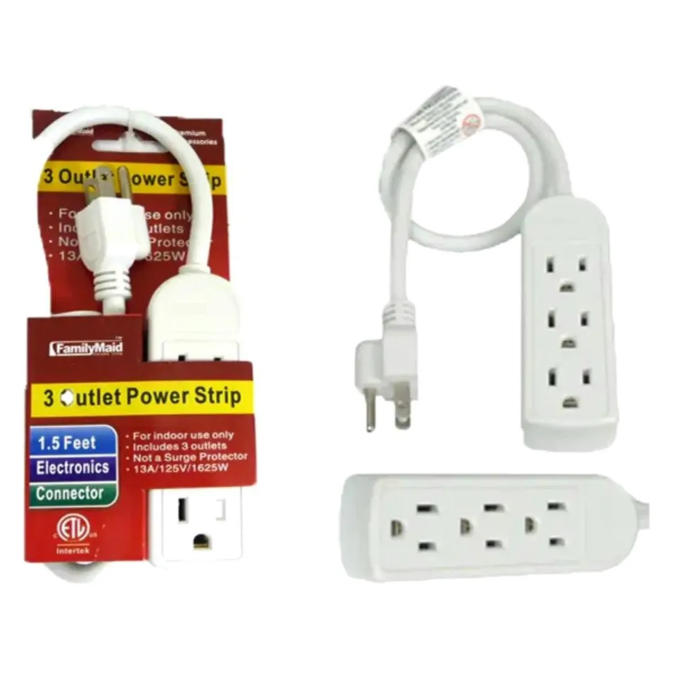 Outlet Power Strip- 3 or 6 Outlets (1.5FT Cord)