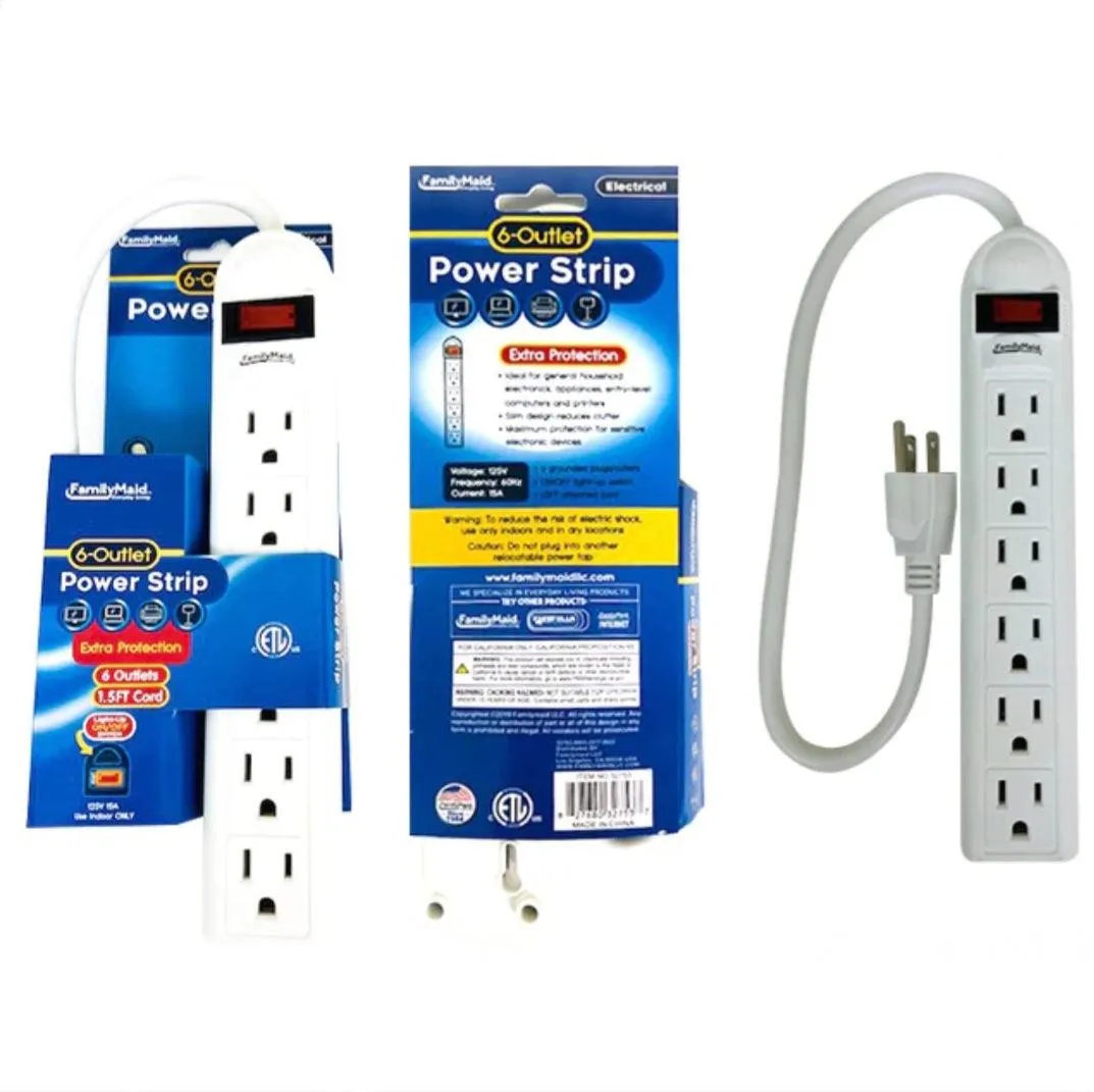 Outlet Power Strip- 3 or 6 Outlets (1.5FT Cord)