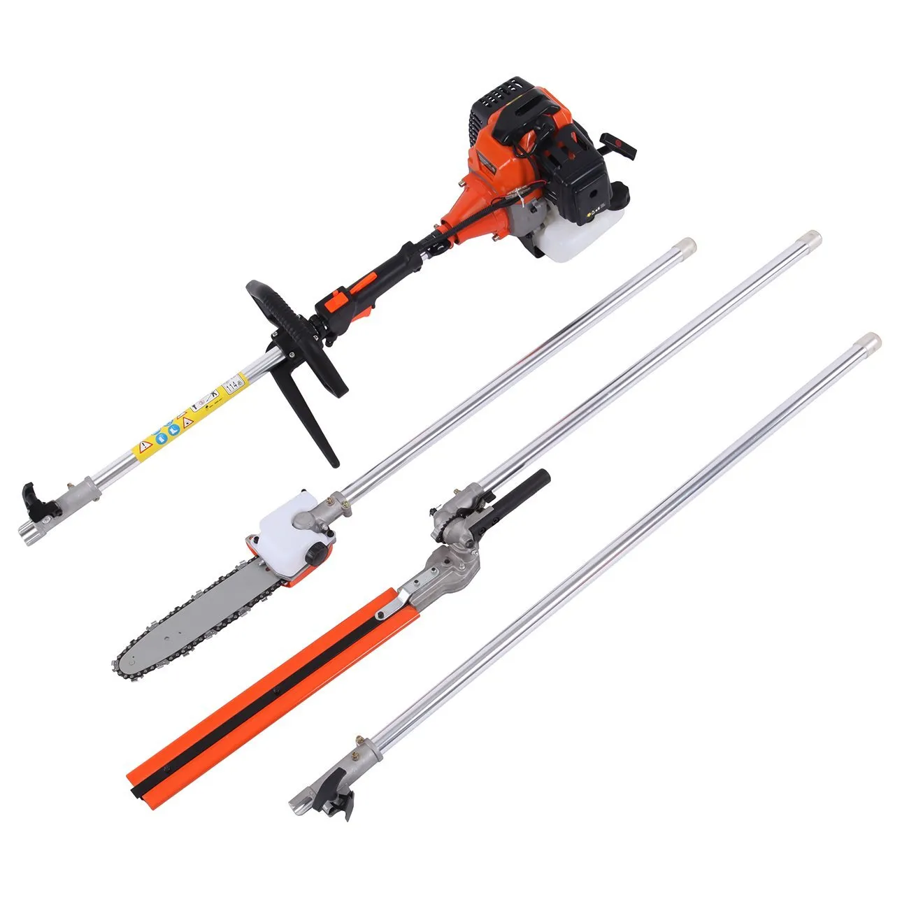 PanelTech 5 in 1 52CC Brush Cutter Hedge Trimmer Pruning Chainsaw Grass Trimmer and Extension Pole