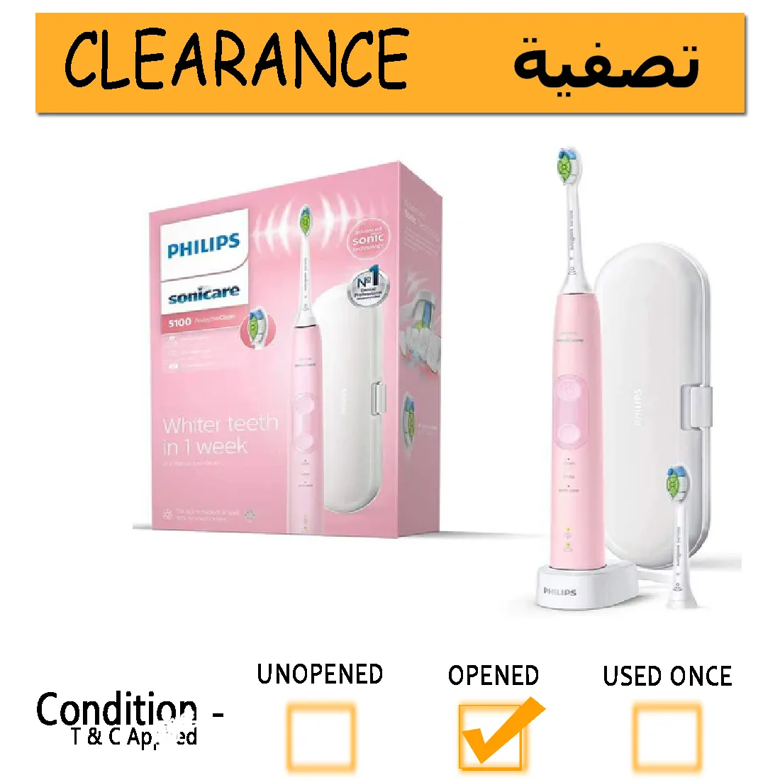 Philips Sonicare ProtectiveClean 5100 Electric Toothbrush (Pink) - With Travel Case,-- Clearance