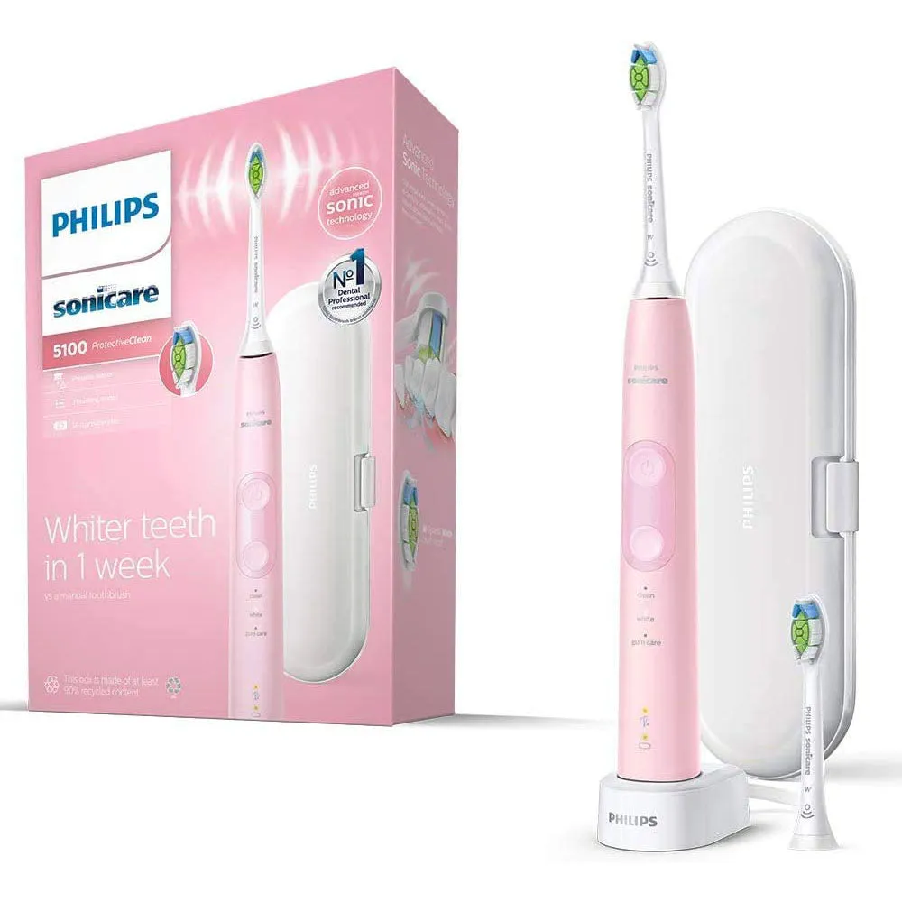 Philips Sonicare ProtectiveClean 5100 Electric Toothbrush (Pink) - With Travel Case,-- Clearance