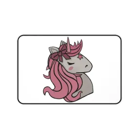 Pink Hair Unicorn Head Desk Mat