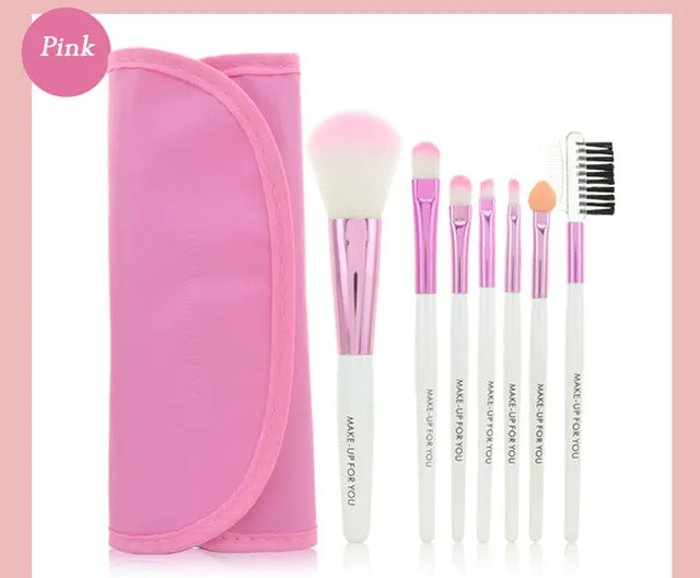 Professional 7 PCS Makeup Brushes Set Tools Make-up Toiletry Kit Wool Brand Make Up Brush Set Case Cosmetic Foundation Brush